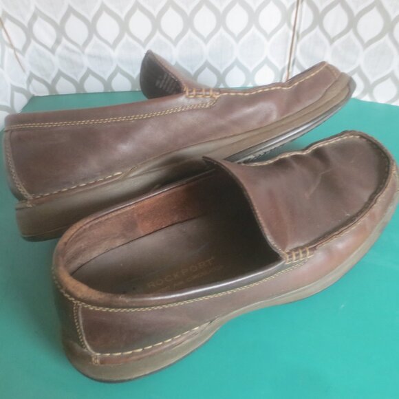 Rockport Mens Size 11 Loafer Driving Shoes Brown Leather Slip On Comfort Shoes. - Picture 8 of 16